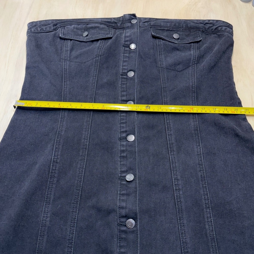 PrettyLittleThing Plus Black Denim Corset Button Up Bodycon Dress US/16 UK/20 - Picture 10 of 11